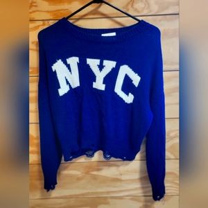 off shoulder NYC sweater